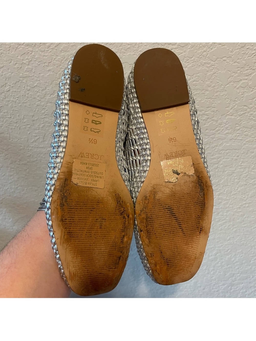 J. CREW Quinn Woven Leather Mary Jane’s‎ in Metallic Silver Size 6 1/2 - Picture 7 of 8